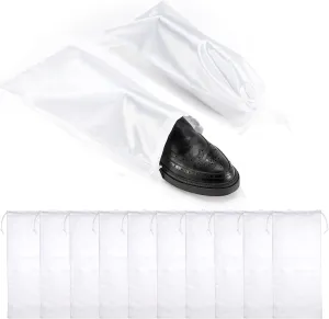 10 Pack Satin Shoe Bags with Drawstring for Travel, Reusable Single Shoe Pouch Dress Shoes Travel Bags Shoe Storage Bags for Protecting and Storing Shoes, White