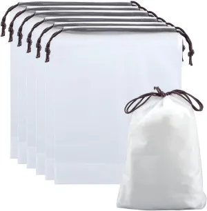 10Pcs 7.9 x 6.3 inch Transparent Shoe Bags Clear Plastic Shoe Bag Portable Waterproof PE Frosted Drawstring Pouch with Rope Cosmetic Toiletry Storage Organizers for Packing Travel Men Women