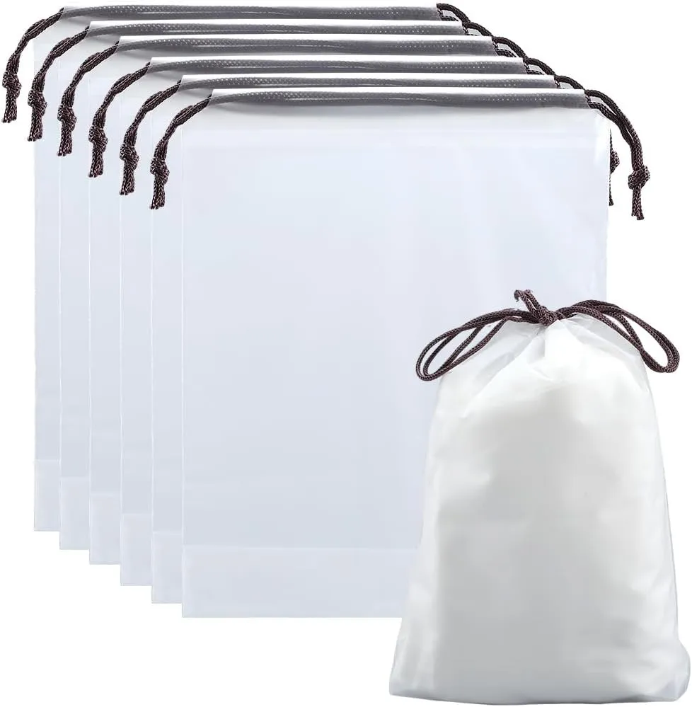 10Pcs 7.9 x 6.3 inch Transparent Shoe Bags Clear Plastic Shoe Bag Portable Waterproof PE Frosted Drawstring Pouch with Rope Cosmetic Toiletry Storage Organizers for Packing Travel Men Women
