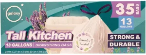 13 Gallons Drawstring Tall Kitchen Bag, Lavender Scent, 35 Count