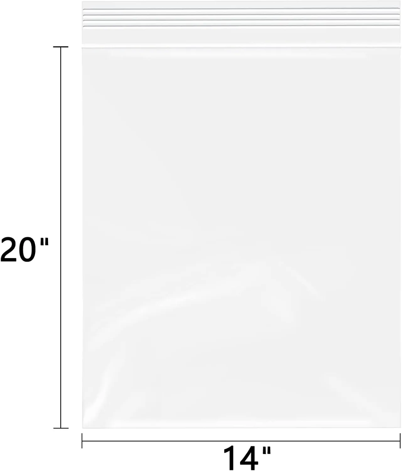14" x 20" (500 Count) Zip Plastic Poly Bags - Resealable Bags with Lock Seal Zipper for Packaging & Clothing