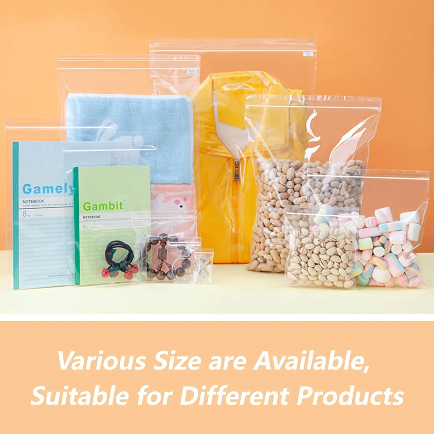 14" x 20" (500 Count) Zip Plastic Poly Bags - Resealable Bags with Lock Seal Zipper for Packaging & Clothing