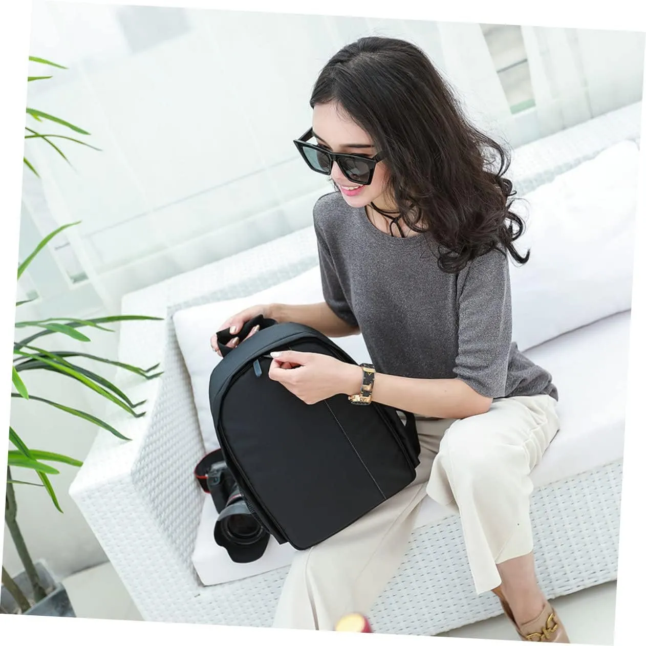 2 Pcs Camera Bag Waterproof Travel Carrying Bag Stylish Medium Camera Backpack Accessories Case