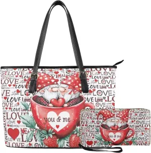 2Pcs Tote Bags Set Saddle Bags Satchel Bags for Women with Shoulder Strap Wallet Women Wristlet