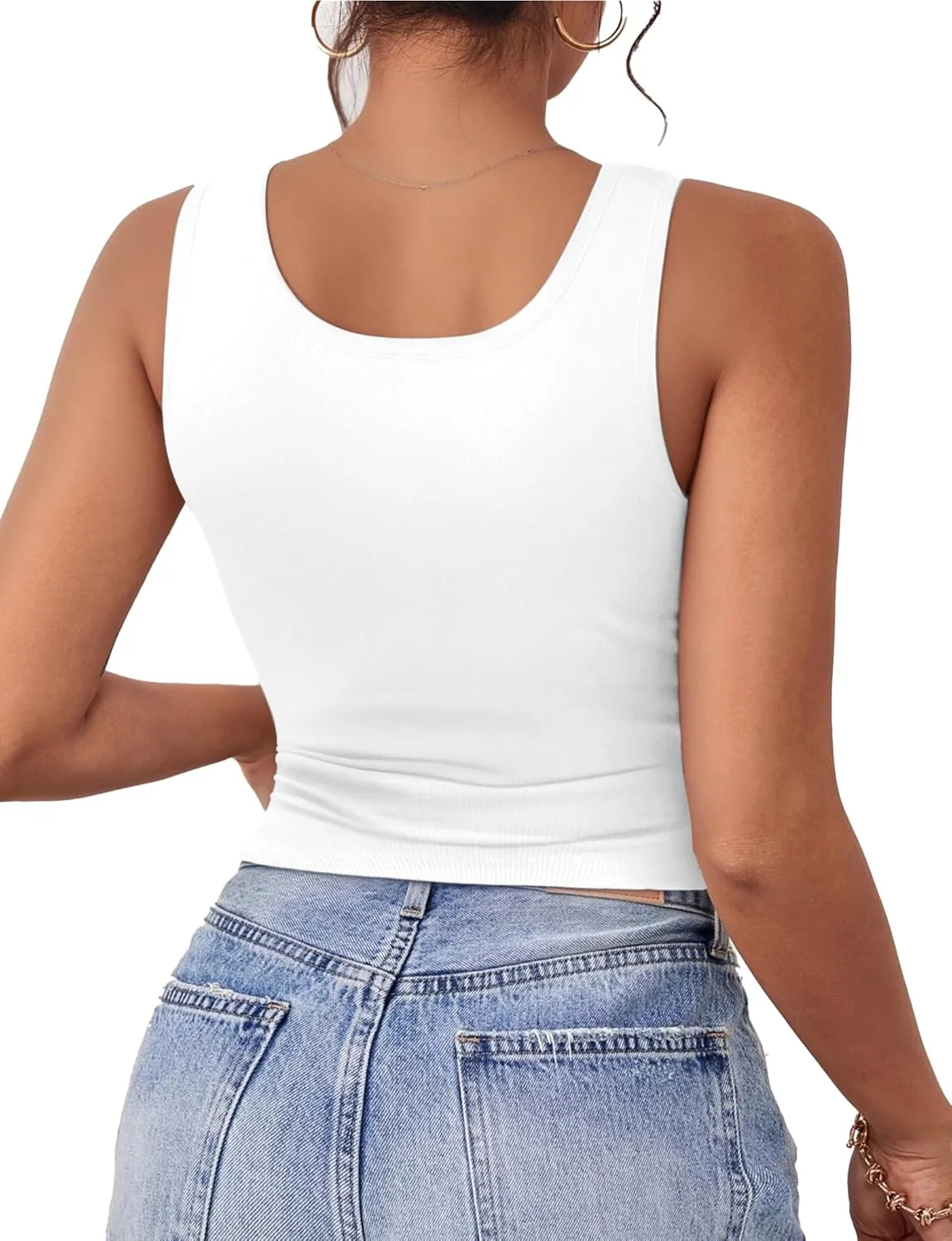 2Piece Crop Tops for Women, U Neck Sleeveless Tank Tops, Basic Cropped Racerback Going Out Tops Athletic Sports Shirts