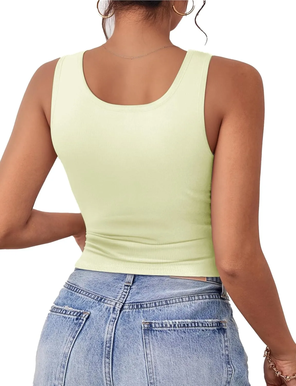 2Piece Crop Tops for Women, U Neck Sleeveless Tank Tops, Basic Cropped Racerback Going Out Tops Athletic Sports Shirts