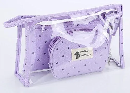 3 Pack Beautiful and Multifunctional Waterproof Makeup Cases or Cosmatic Bags or Travel Toiletry Pouch or Storage Bags or Purse for Women Girls (3, Purple)