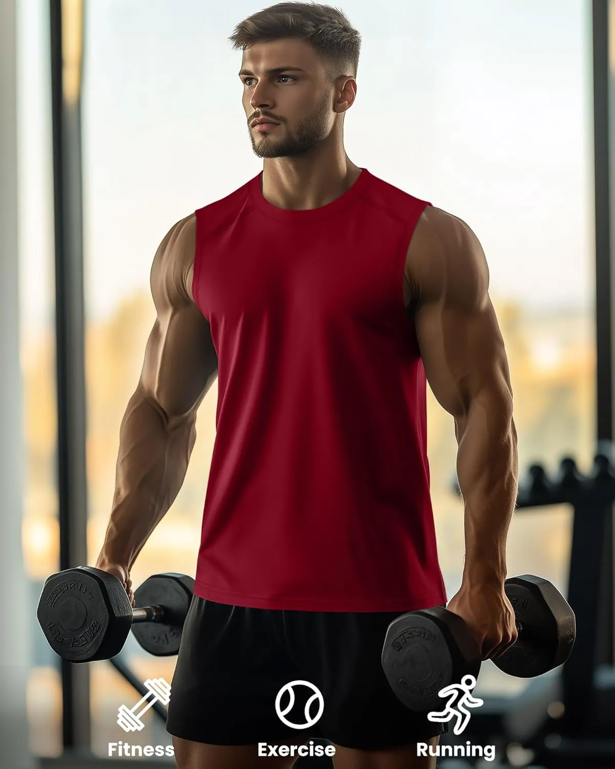 3 Pack Men's Big and Tall Tank Tops, Crewneck Sleeveless Tee Shirts Cotton Workout Swim Running Gym Muscle Shirts