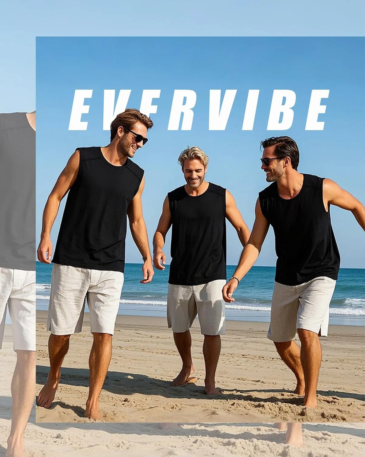 3 Pack Men's Big and Tall Tank Tops, Crewneck Sleeveless Tee Shirts Cotton Workout Swim Running Gym Muscle Shirts