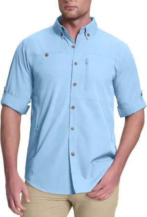 33,000ft Men's UPF 50  UV Protection Long Sleeve Hiking Shirts Breathable Quick Dry Fishing Shirts for Safari, Outdoor