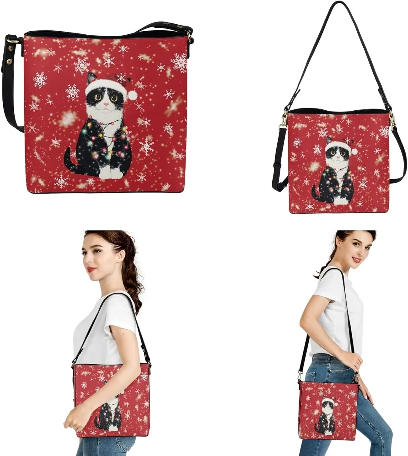 3Pcs Tote Bags Set Saddle Bags Satchel Bags for Women Wristlet Purses for Women Key Holder