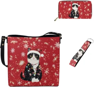 3Pcs Tote Bags Set Saddle Bags Satchel Bags for Women Wristlet Purses for Women Key Holder