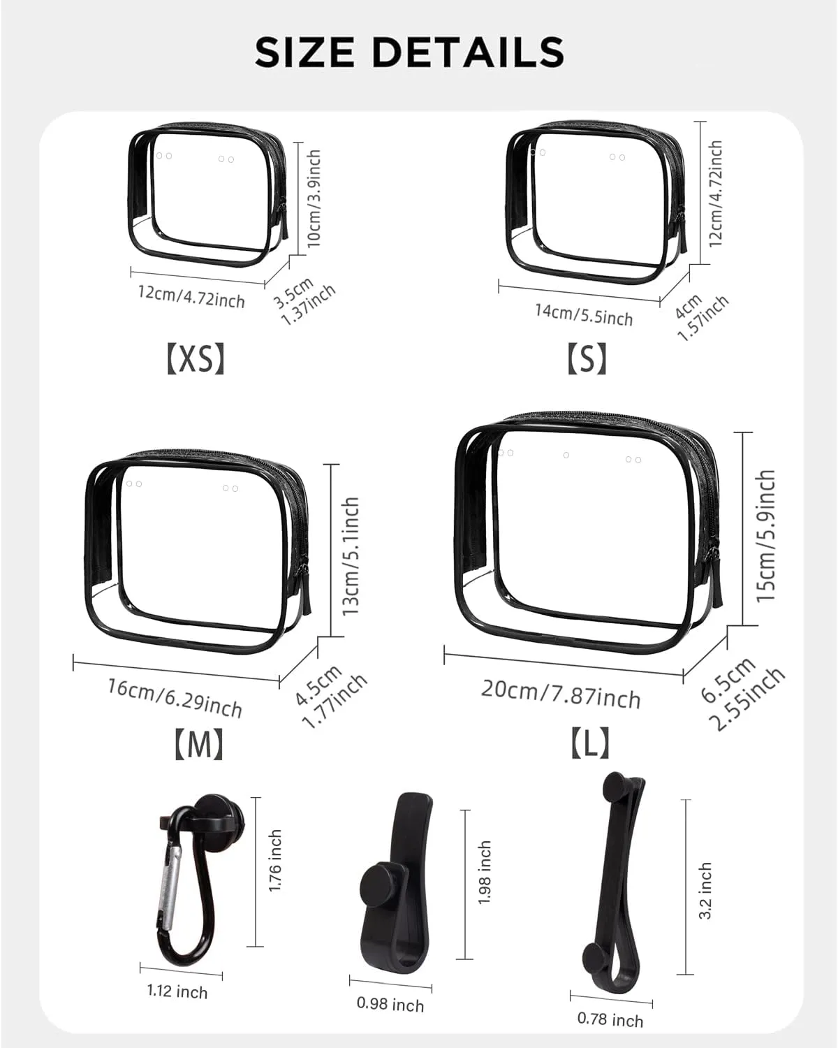 4 Pack Clear Bogg Beach Makup Bag Accessories with 3 Pack Insert Hooks for Bogg Bags, Clear Bogg Makeup Pouches Phone Holder for Bogg Bags Divider Storage Inner Compatible Pouch Travel Cosmetic Bag