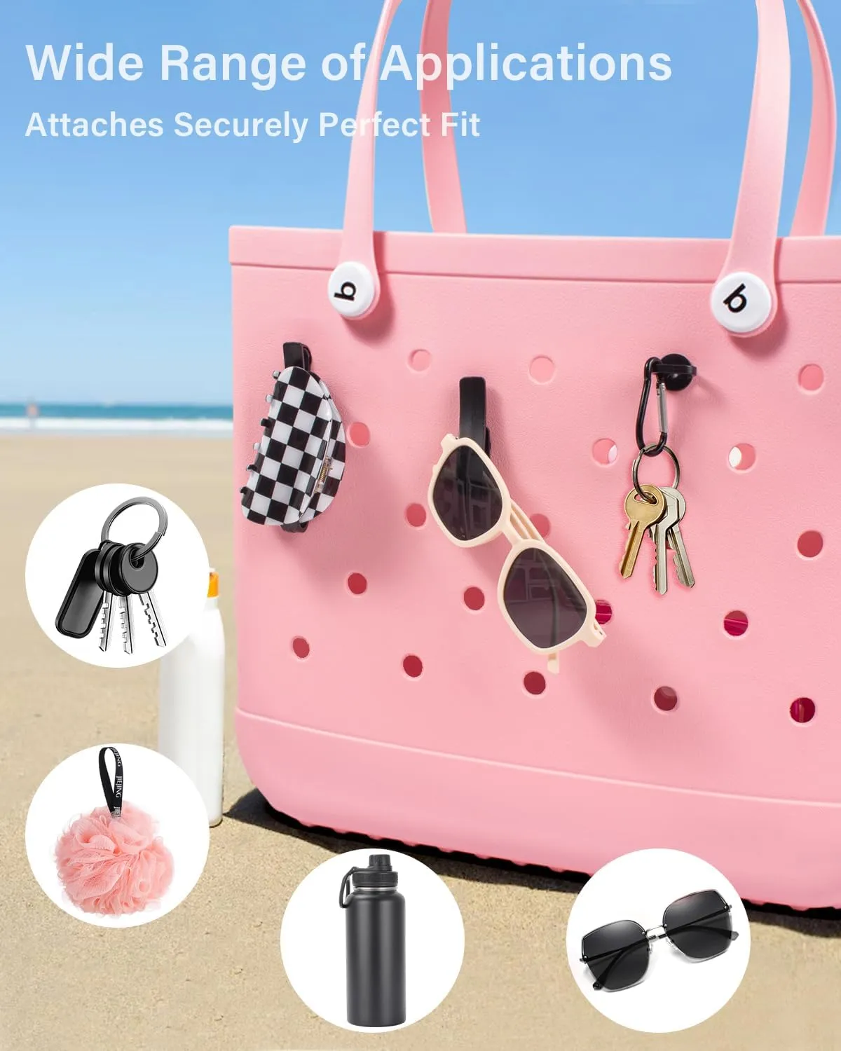 4 Pack Clear Bogg Beach Makup Bag Accessories with 3 Pack Insert Hooks for Bogg Bags, Clear Bogg Makeup Pouches Phone Holder for Bogg Bags Divider Storage Inner Compatible Pouch Travel Cosmetic Bag