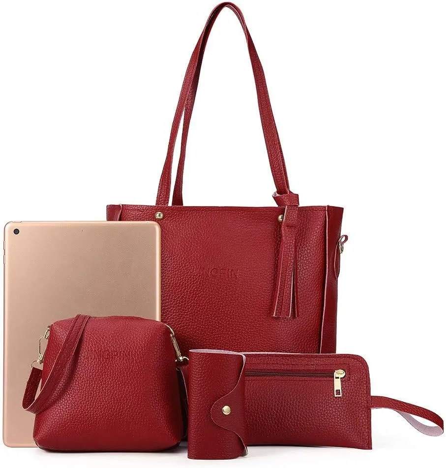 4 Packet Laptop Tote Bag for Women Waterproof Leather Computer Bags Women Business Office Work Bag Briefcase