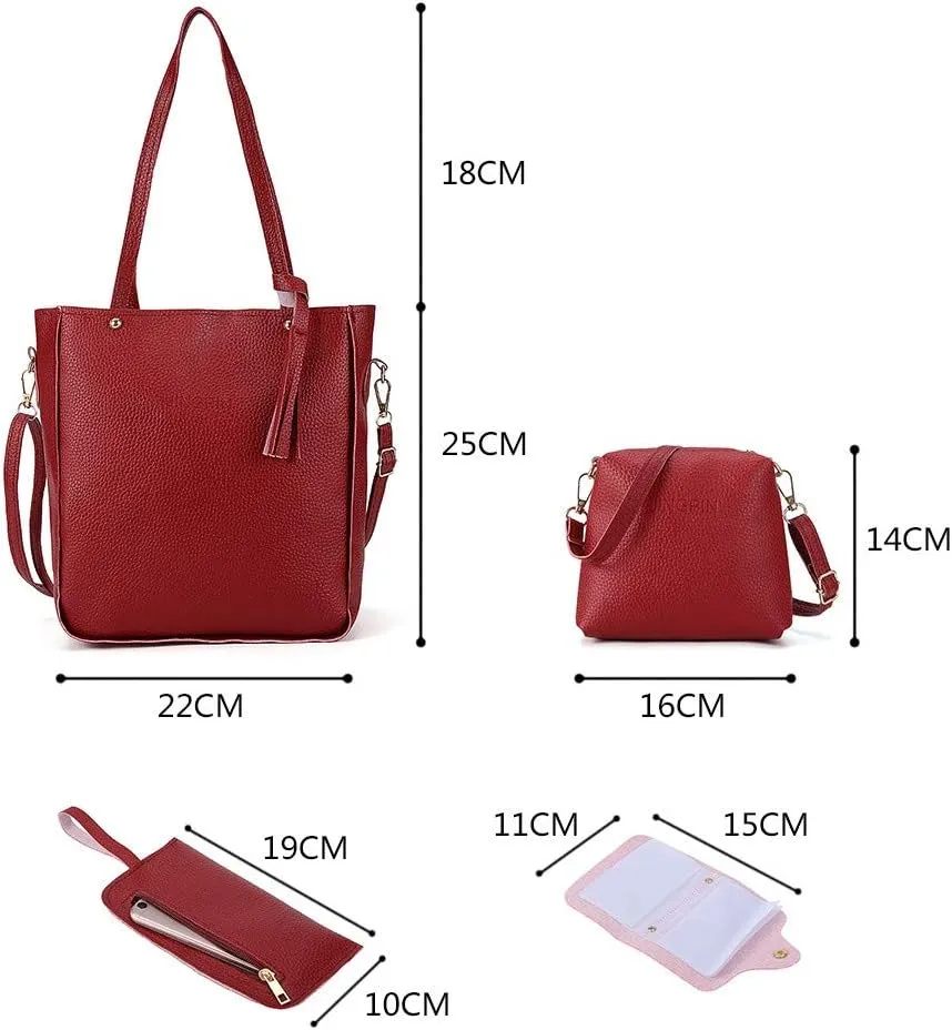 4 Packet Laptop Tote Bag for Women Waterproof Leather Computer Bags Women Business Office Work Bag Briefcase