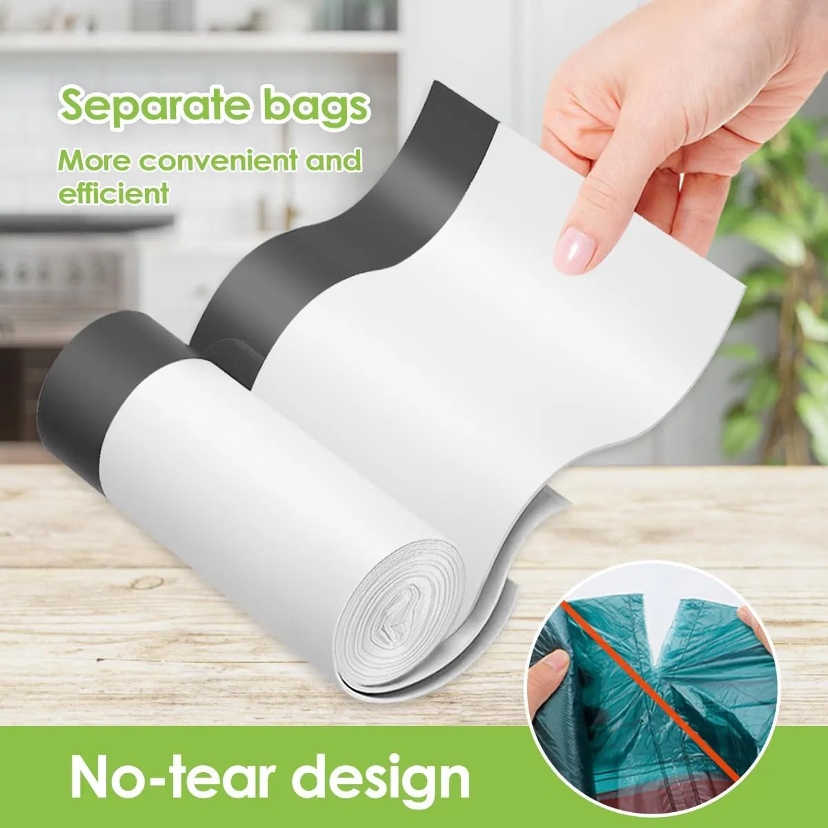 6 Gallon 100pcs Strong Drawstring Trash Bags Garbage Bags by Teivio, Bathroom Trash Can Bin Liners, Plastic Bags for home office kitchen, White