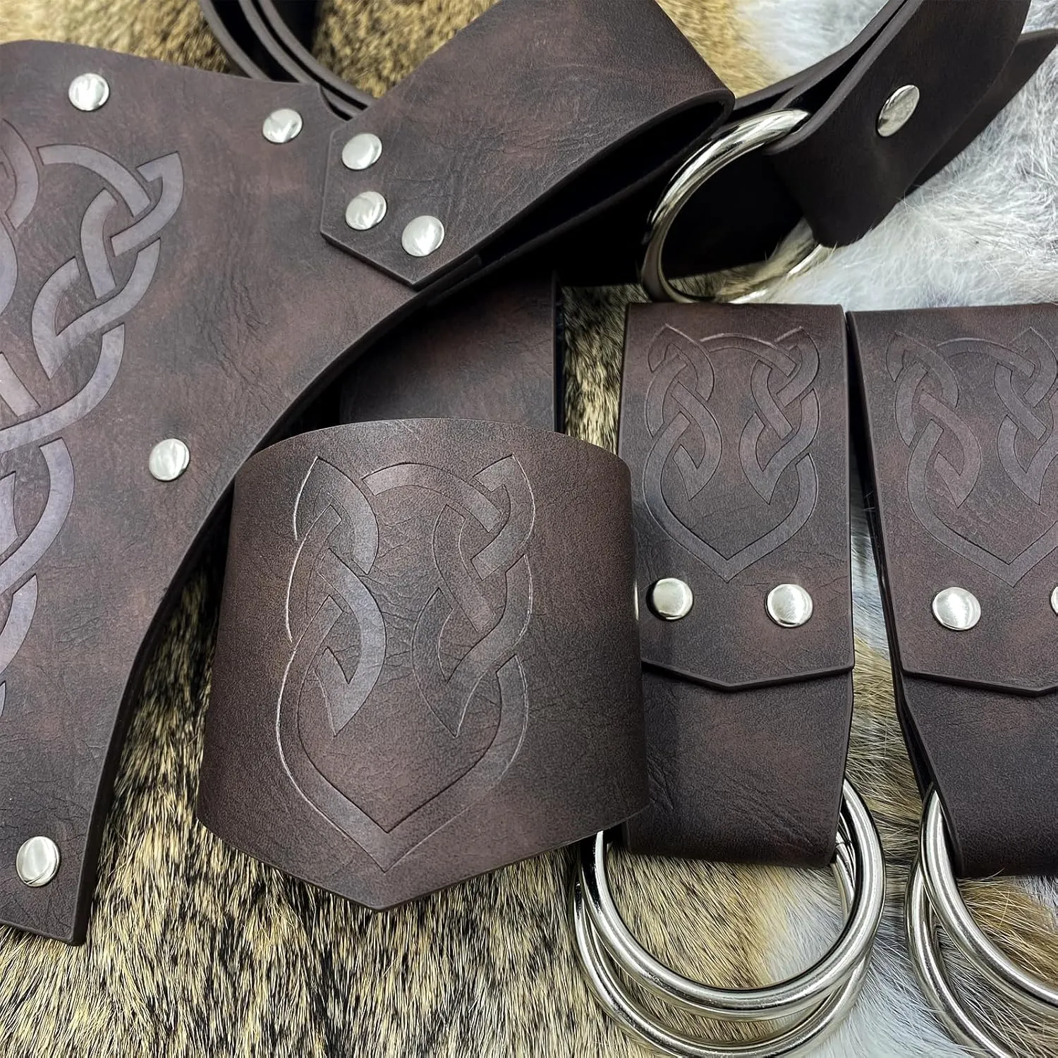 6 PCs Renaissance Belt Costume Accessories Pouch Skirt Sword Frog Viking Horn Belt Holster
