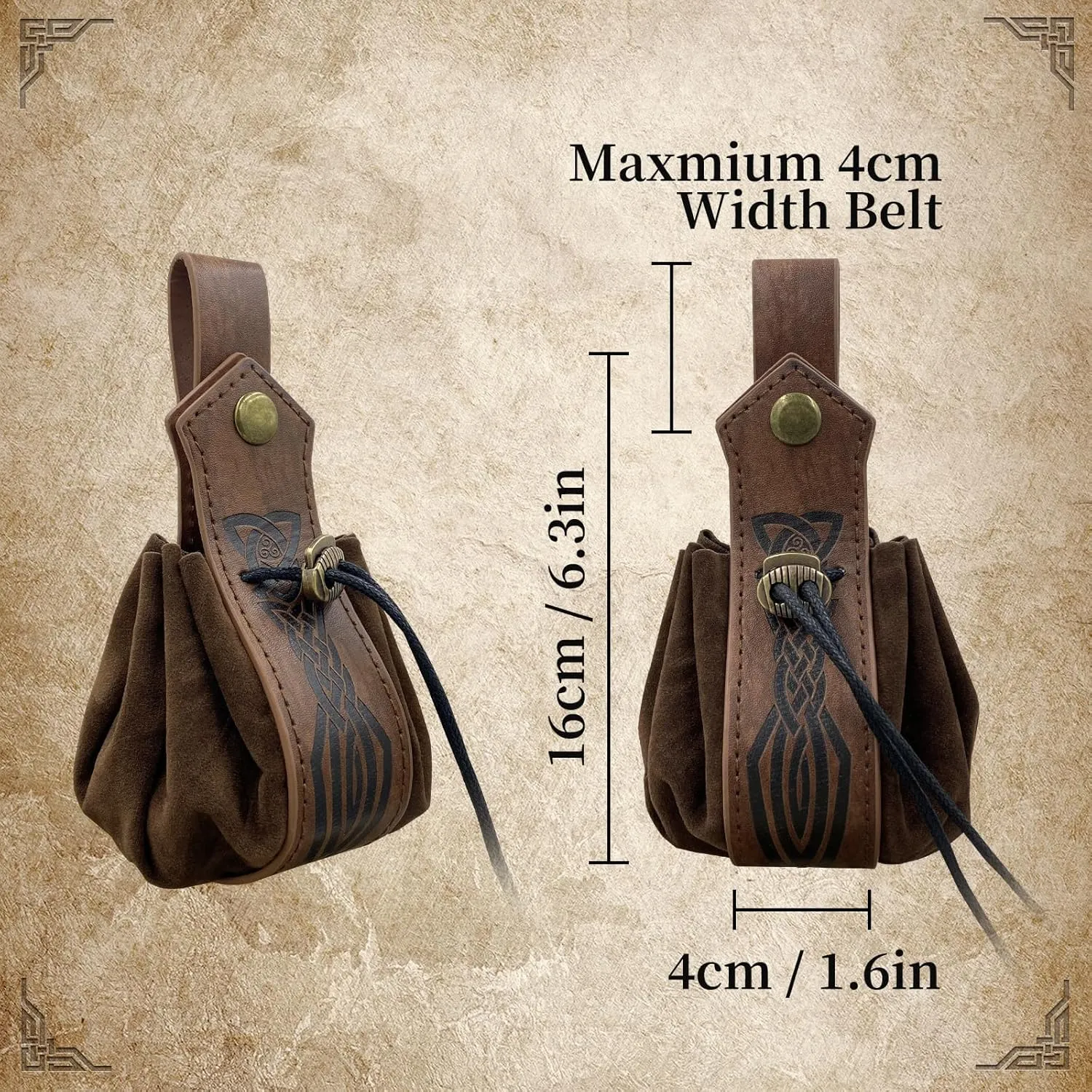 6 PCs Renaissance Belt Costume Accessories Pouch Skirt Sword Frog Viking Horn Belt Holster