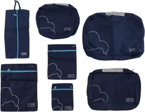 7 Pcs Luggage Packing Bags Polyester Waterproof Luggage Packing Cubes for Business Trip Travel (Navy Blue)