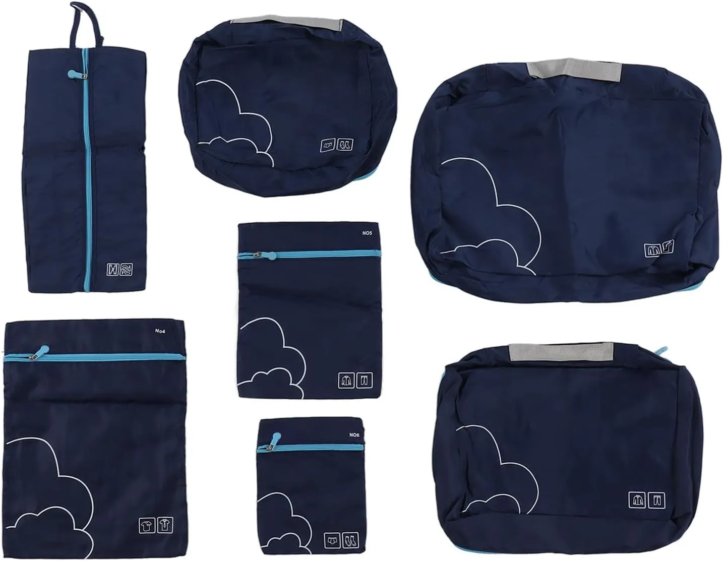 7 Pcs Luggage Packing Bags Polyester Waterproof Luggage Packing Cubes for Business Trip Travel (Navy Blue)