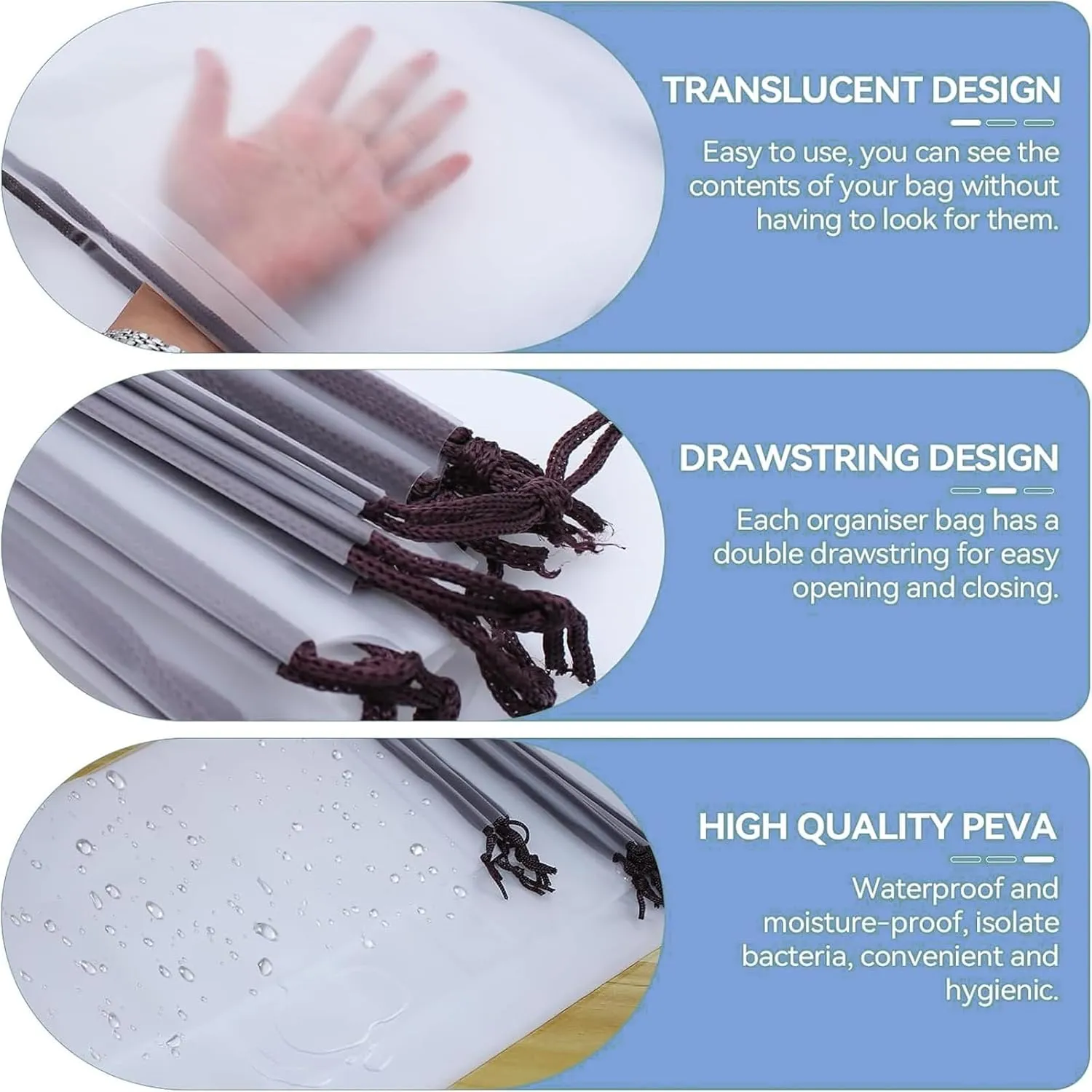 8 PCS Clear Shoe Bags for Travel, 15.7"" x 11.8"" Drawstring Travel Shoe Bags for Packing, Waterproof Dustproof Portable Travel Shoe Storage Bag, SHB01*8