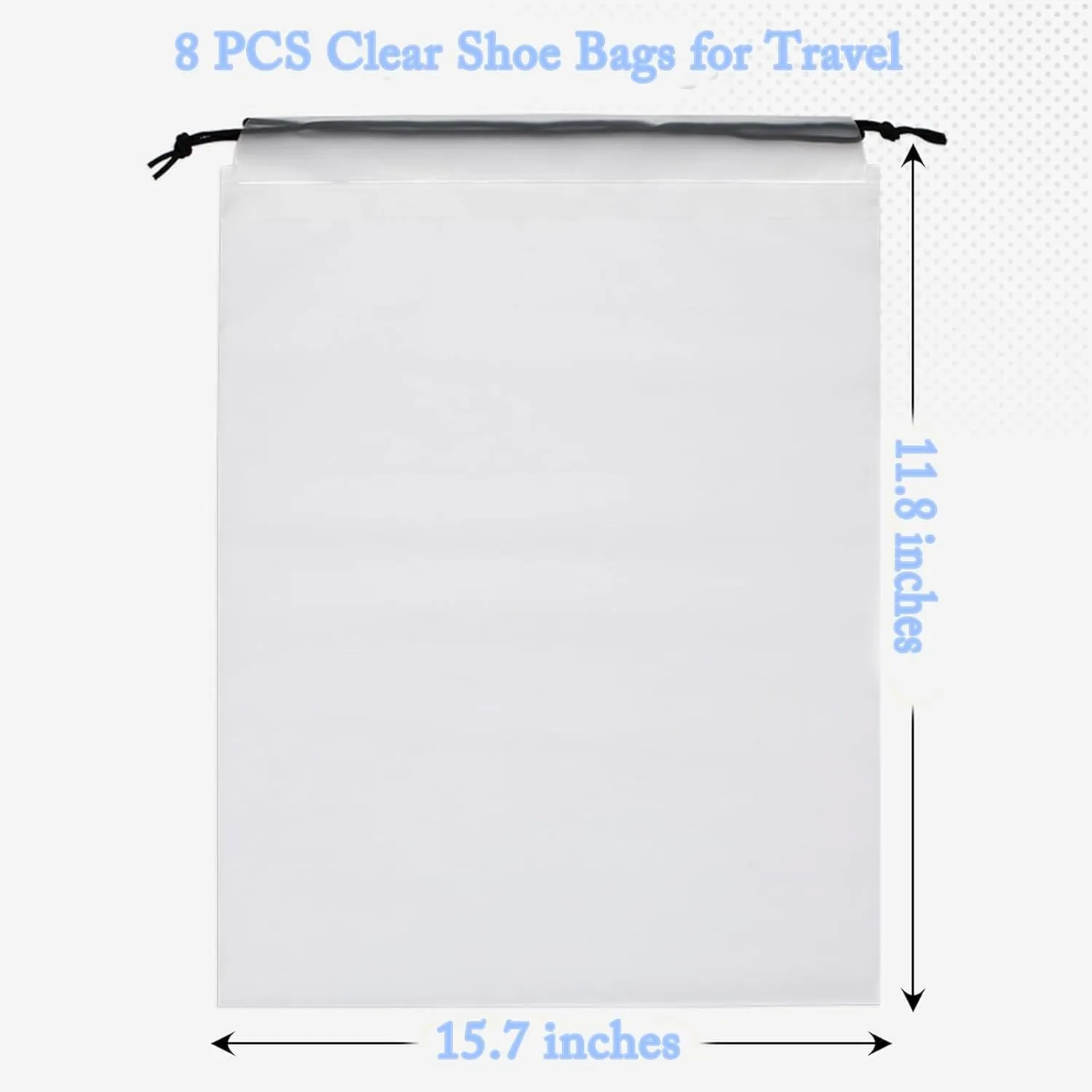 8 PCS Clear Shoe Bags for Travel, 15.7"" x 11.8"" Drawstring Travel Shoe Bags for Packing, Waterproof Dustproof Portable Travel Shoe Storage Bag, SHB01*8
