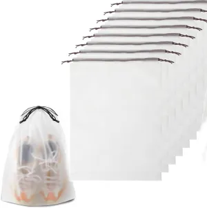 8 PCS Clear Shoe Bags for Travel, 15.7"" x 11.8"" Drawstring Travel Shoe Bags for Packing, Waterproof Dustproof Portable Travel Shoe Storage Bag, SHB01*8