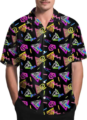 80s 90s Hawaiian Shirts for Men Vintage Button Down Short Sleeve Shirt, 80s Outfit Party Disco Beach Shirts