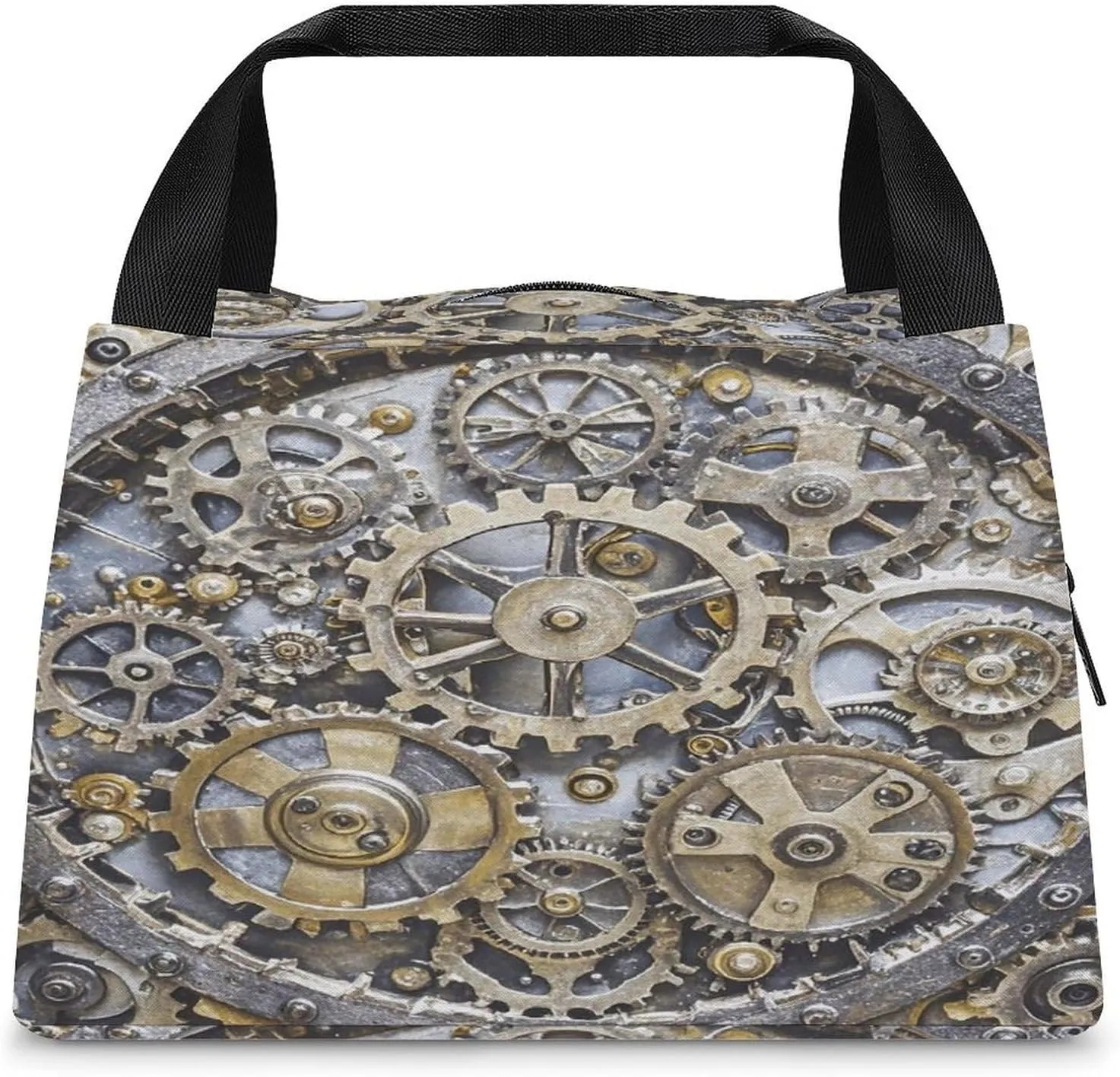 Adult Insulated Bags, Steampunk Mechanical Gears Printed Cooler Bags, Insulated Tote Bags, Grocery Tote Bags