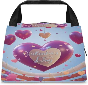 Adult Insulated Bags, Valentine's Day Love Heart Printed Cooler Bags, Insulated Tote Bags, Grocery Tote Bags