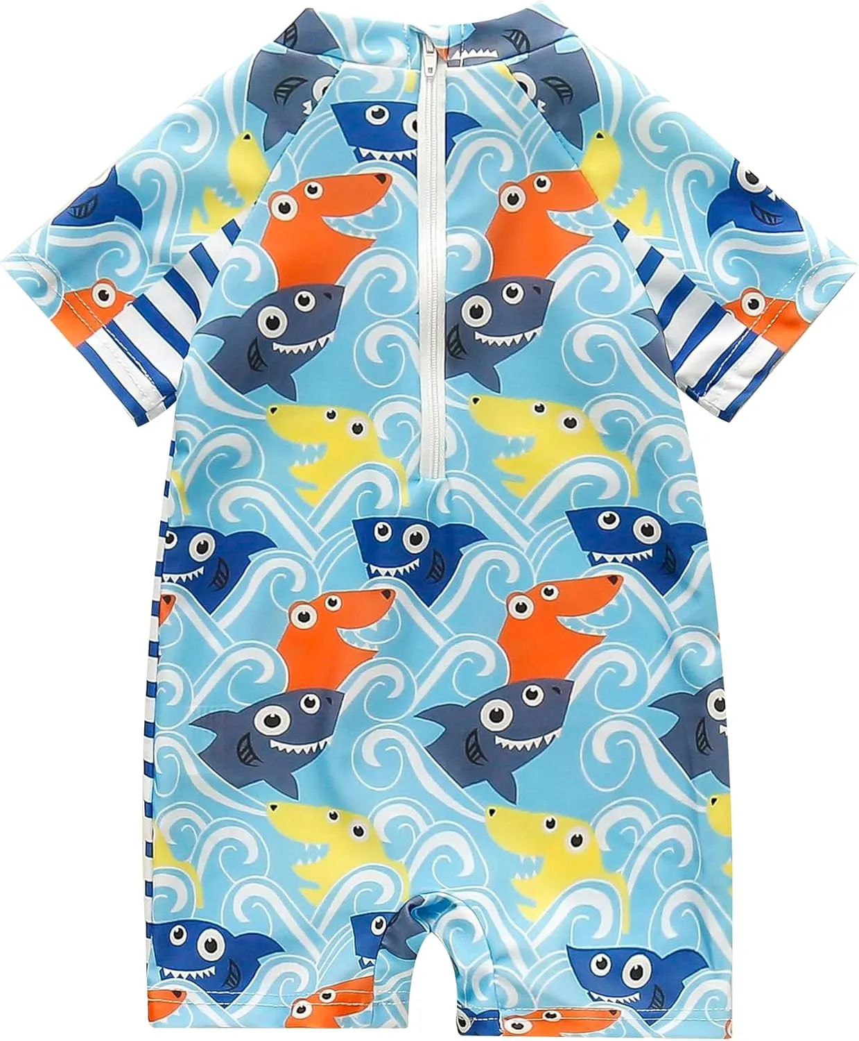 AIWUHE Boys One Piece Swimsuit Toddler Swimwear Rash Guard Suits Short Sleeve Zipper Bathing Suit UPF 50  Beach Sunsuit 6M-3Y