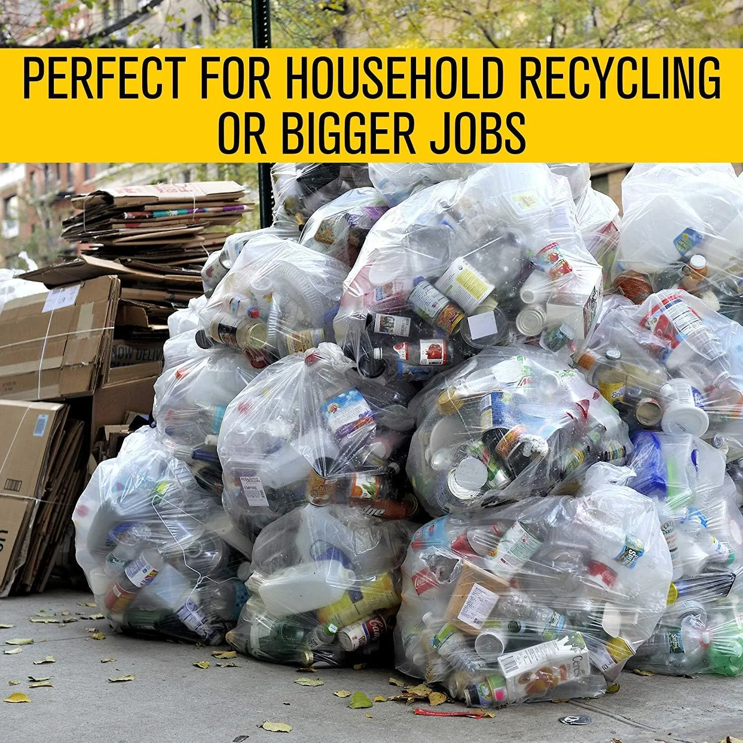 Aluf Plastics 33 Gallon Clear Trash Bags - 33" x 39" - 1.5 MIL (eq) - CSR Series - Heavy Duty Industrial Liners Clear Garbage Bags for Recycling, Contractors, Storage, Outdoor, 1 Count (Pack of 100)