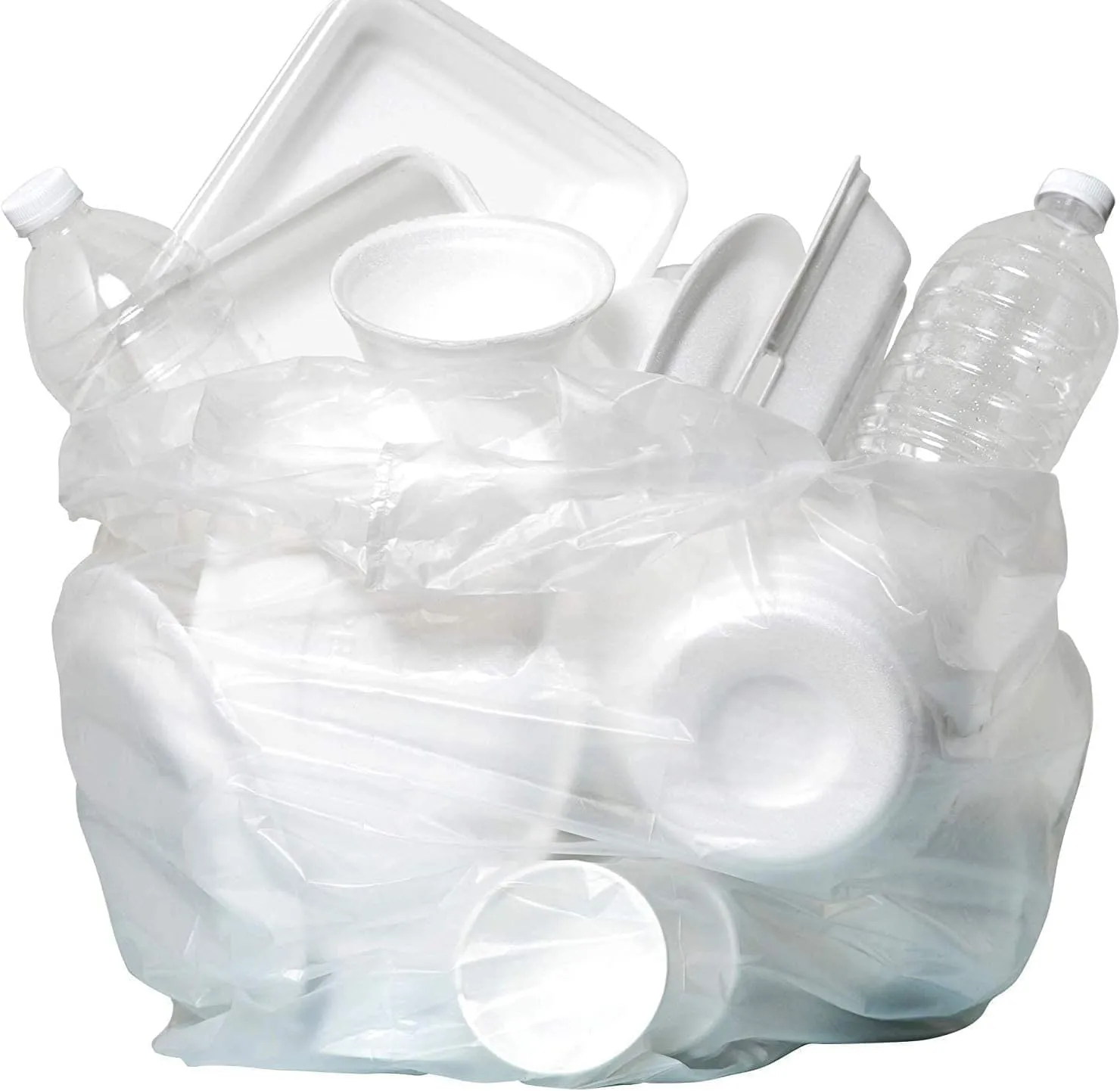 Aluf Plastics High Density Trash Bags, 60 Gallon, 200 Count, 14 Micron (eq), 38" x 60", Clear, for Bathroom, Office, Industrial, Commercial, Janitorial, Municipal, Recycling