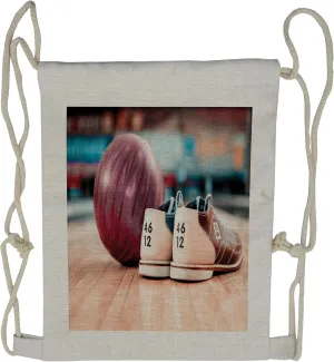 Ambesonne Bowling Party Drawstring Backpack, Shoes Purple Ball, Sackpack Bag