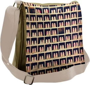 Ambesonne Bowling Party Messenger Bag, Shoes in Racks, Unisex Cross-body