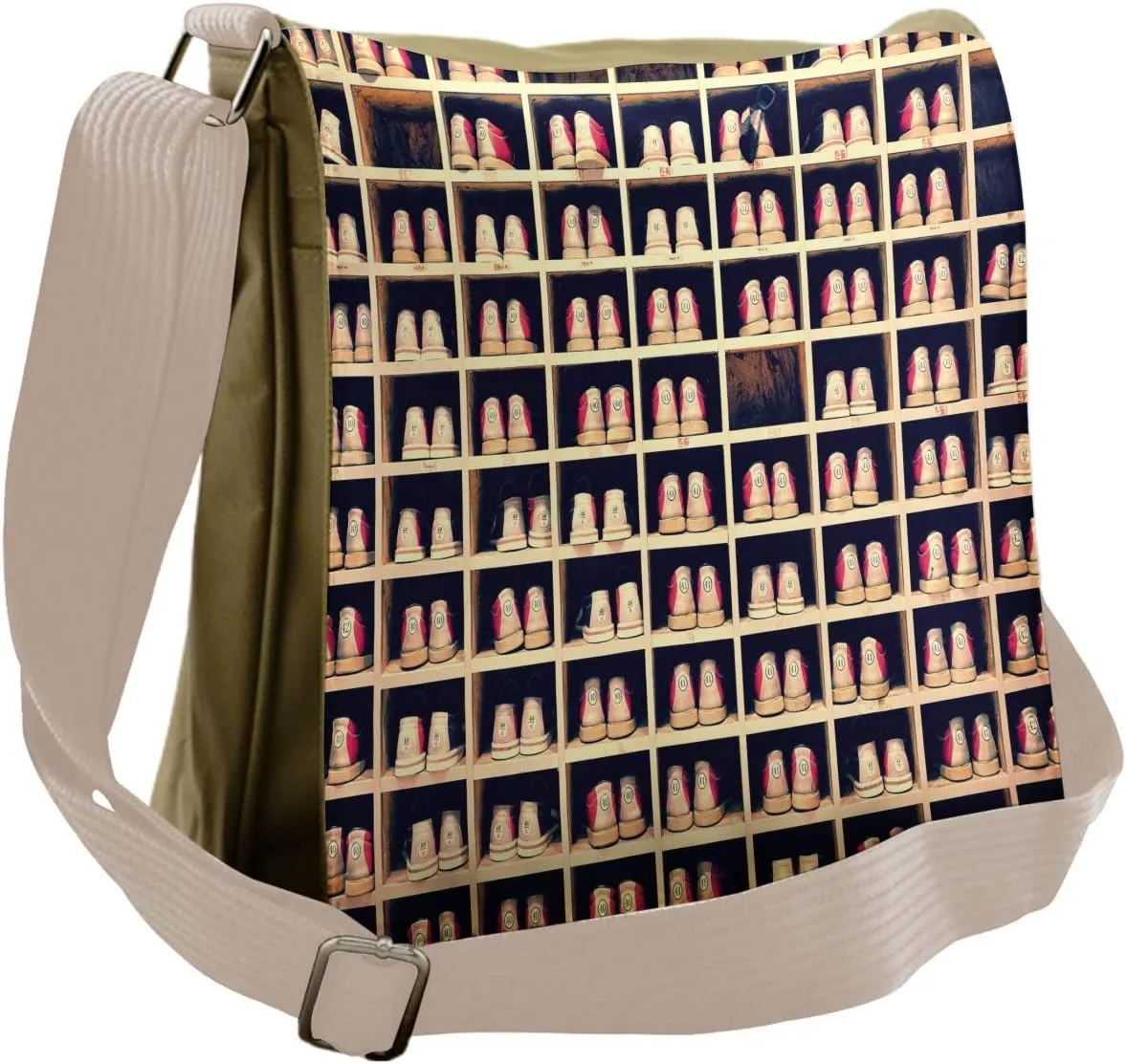 Ambesonne Bowling Party Messenger Bag, Shoes in Racks, Unisex Cross-body