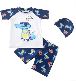 Baby Toddler Boys 3 Pieces Swimsuit Set Boys Swimwear Dinosaur Bathing Suit Rash Guards UPF 50 