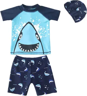 Baby Toddler Boys 3 Pieces Swimsuit Set Boys Swimwear Dinosaur Bathing Suit Rash Guards UPF 50 