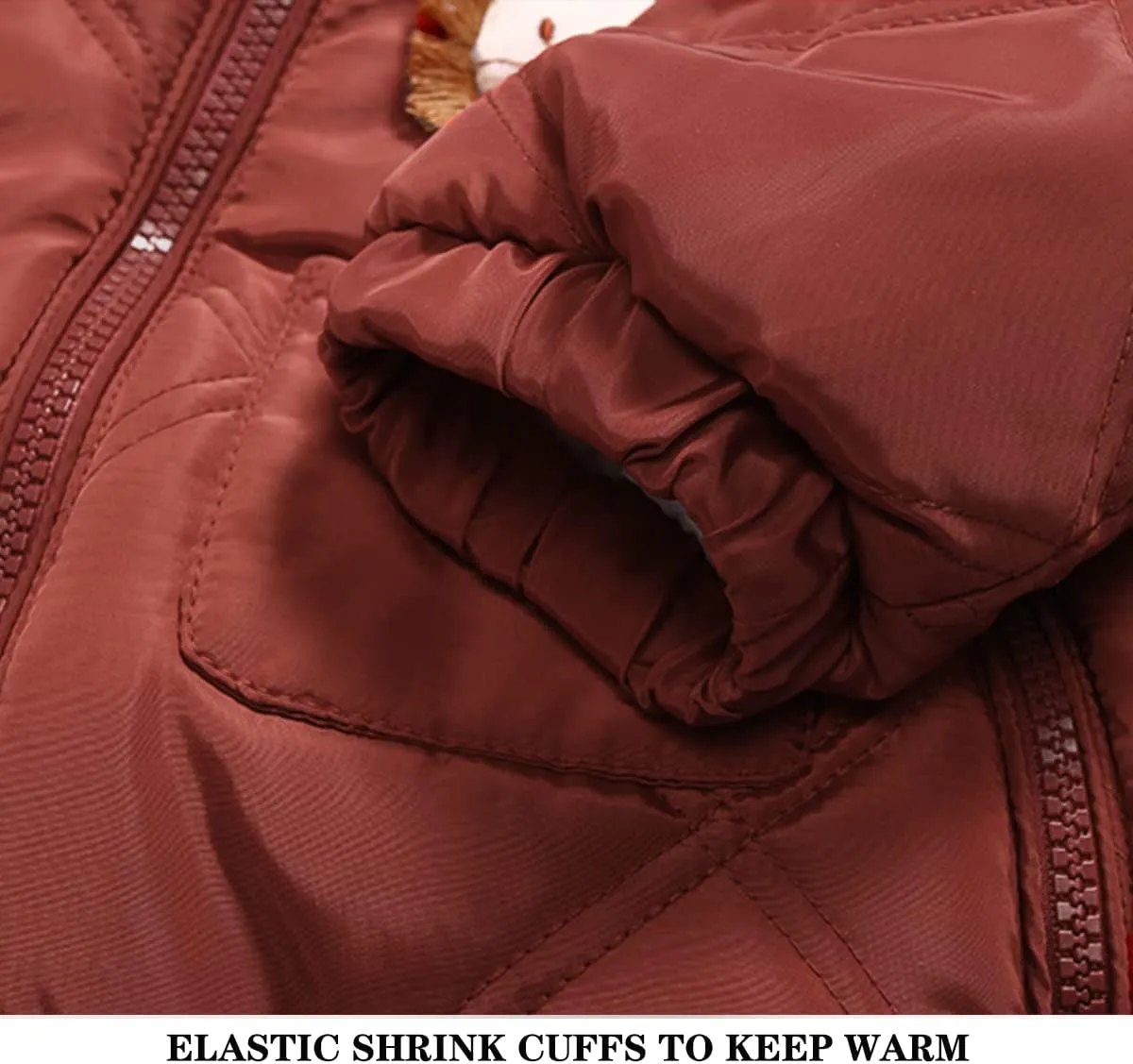 Baby Winter Warm Puffer Solid Zipper Romper hooded Snowsuit with Mittens and Shoes
