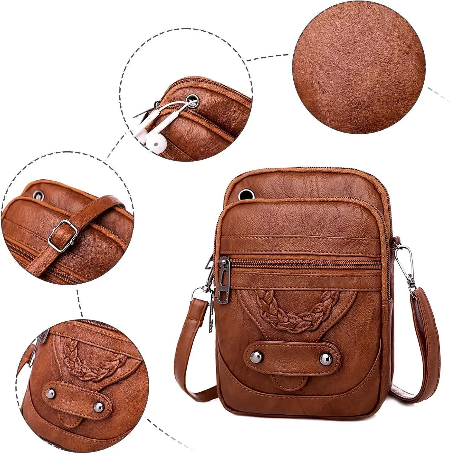 Beach Tote Bag Small Retro Zipper Cell Phone Bags Shoulder Bags Crossbody Handbags Suitable For Beach Shopping Travel F