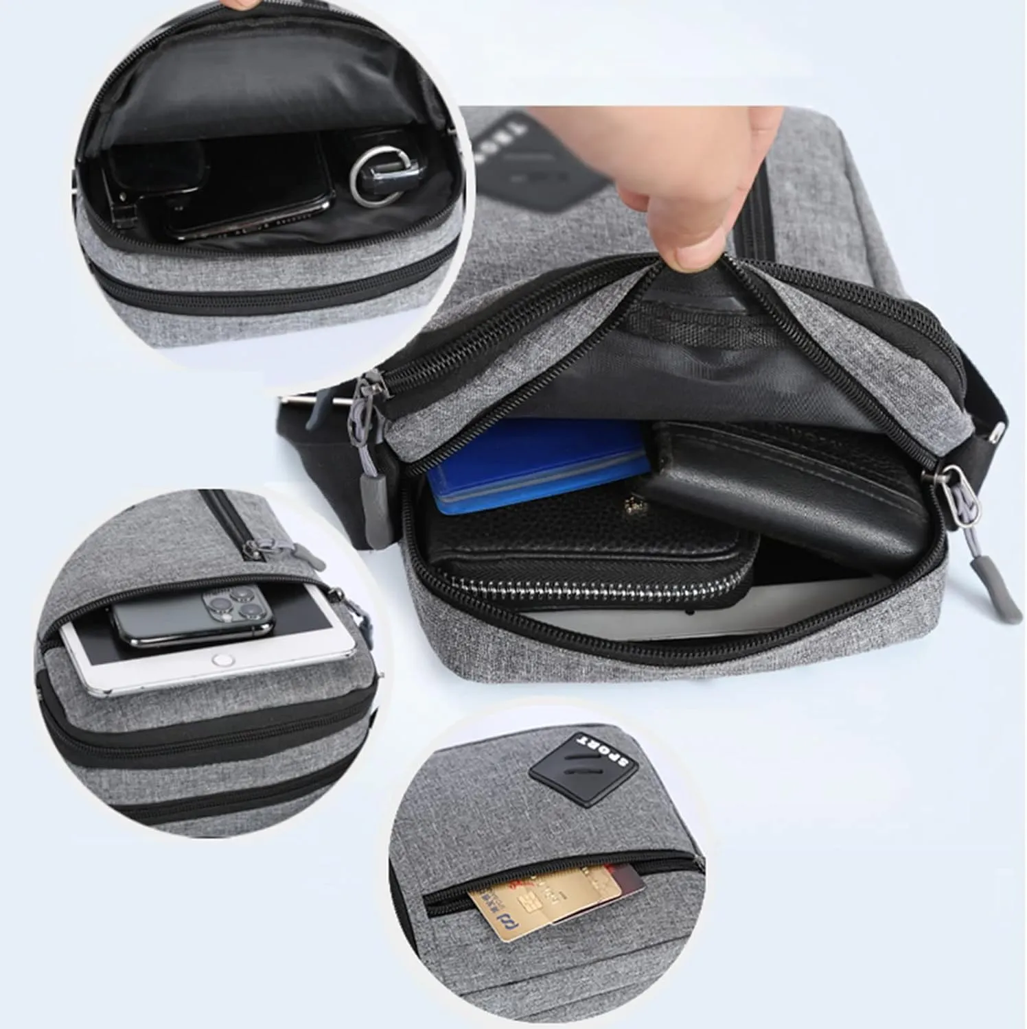 Beach Tote Bag Square Bags Zipper Mini Canvas Shoulder Handbags Sport Messenger Handbag For Outdoor Mens Travel Essential E
