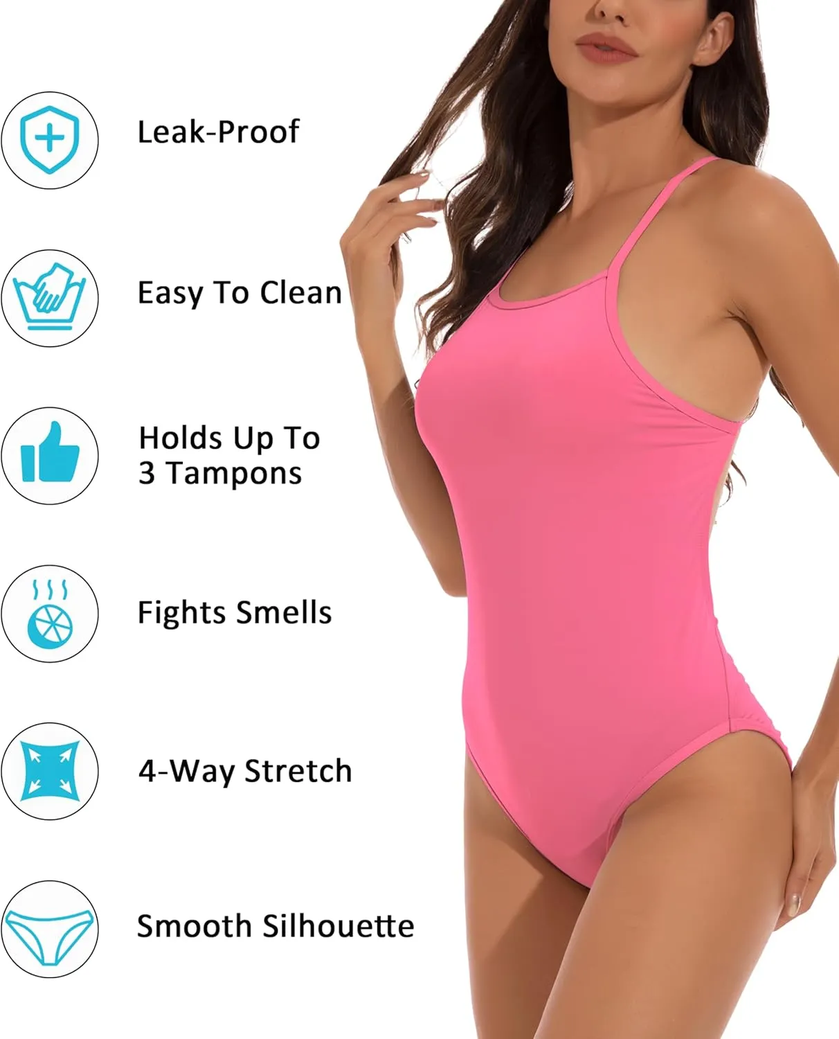 Beautikini Period Swimwear Women One Piece Menstrual Swimsuit Leakproof Racerback Athletic Bathing Suit for Teens Girls