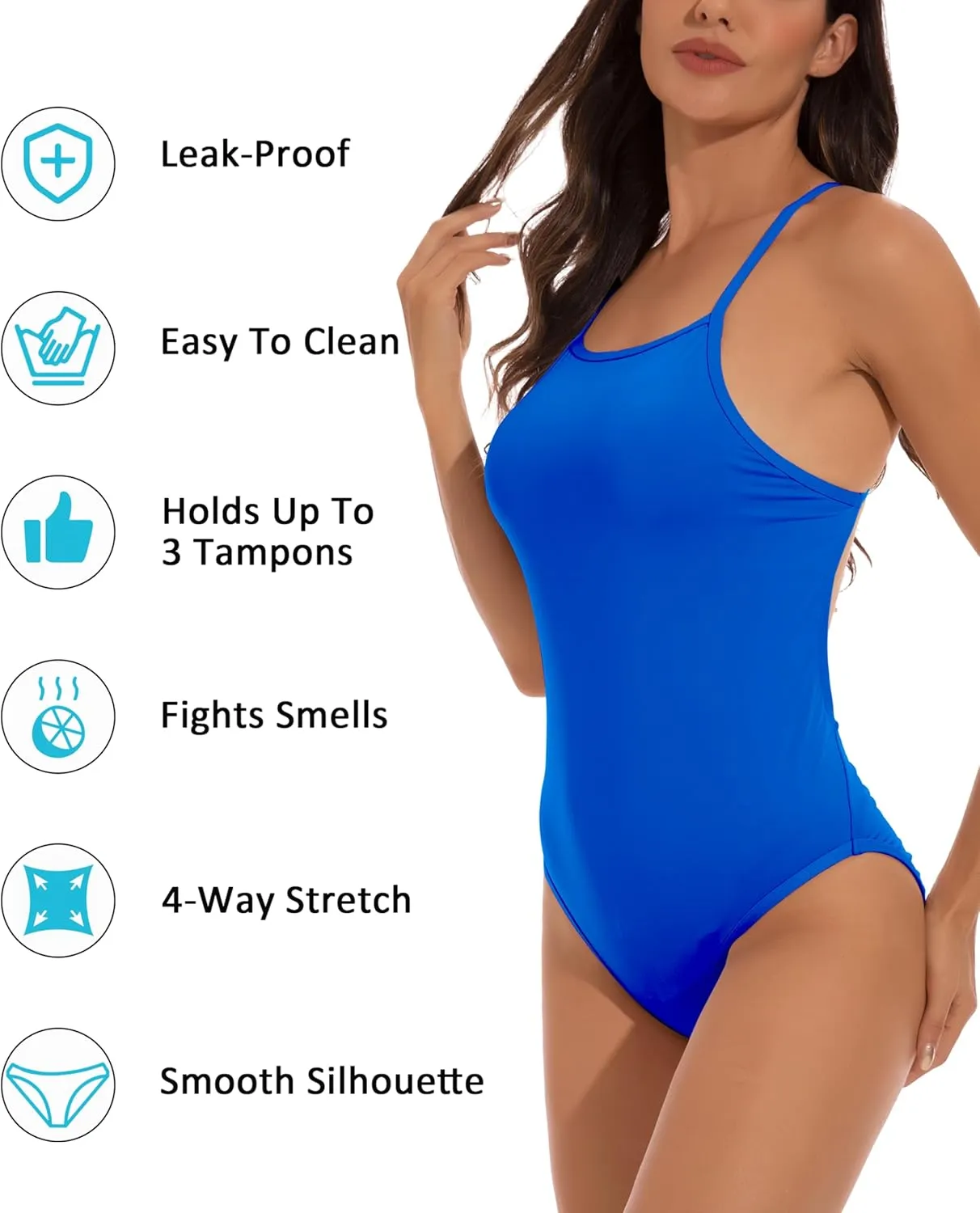 Beautikini Period Swimwear Women One Piece Menstrual Swimsuit Leakproof Racerback Athletic Bathing Suit for Teens Girls
