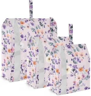 Beauty Flowers Rustic Purple 3 Set Packing Travel Organizer Waterproof Garment Bag Closet Storage Plastic Travel Bags Clothing Storage