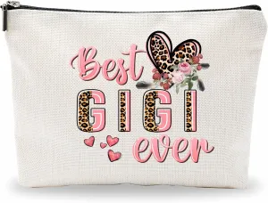 Best Gigi Ever Cosmetic Bag, Make Up Bag For Grandmother, Birthday Gift For Granny Woman Female, Pink & Leopard Print Thank You Gifts, Inspirational Gifts, Women Accessories - C03