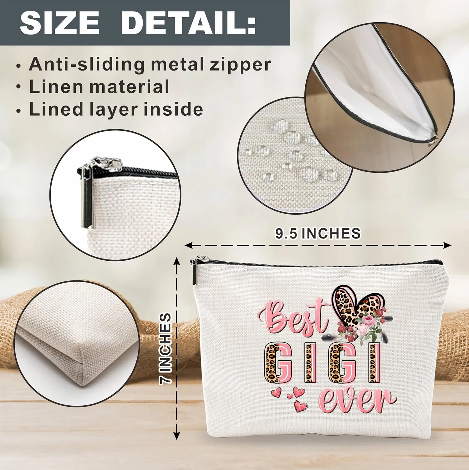 Best Gigi Ever Cosmetic Bag, Make Up Bag For Grandmother, Birthday Gift For Granny Woman Female, Pink & Leopard Print Thank You Gifts, Inspirational Gifts, Women Accessories - C03