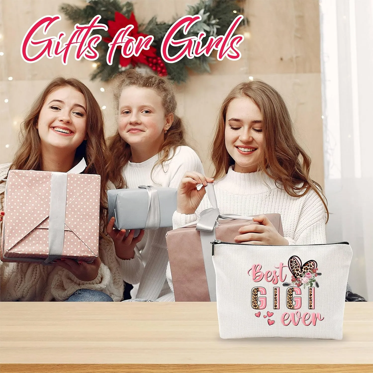 Best Gigi Ever Cosmetic Bag, Make Up Bag For Grandmother, Birthday Gift For Granny Woman Female, Pink & Leopard Print Thank You Gifts, Inspirational Gifts, Women Accessories - C03