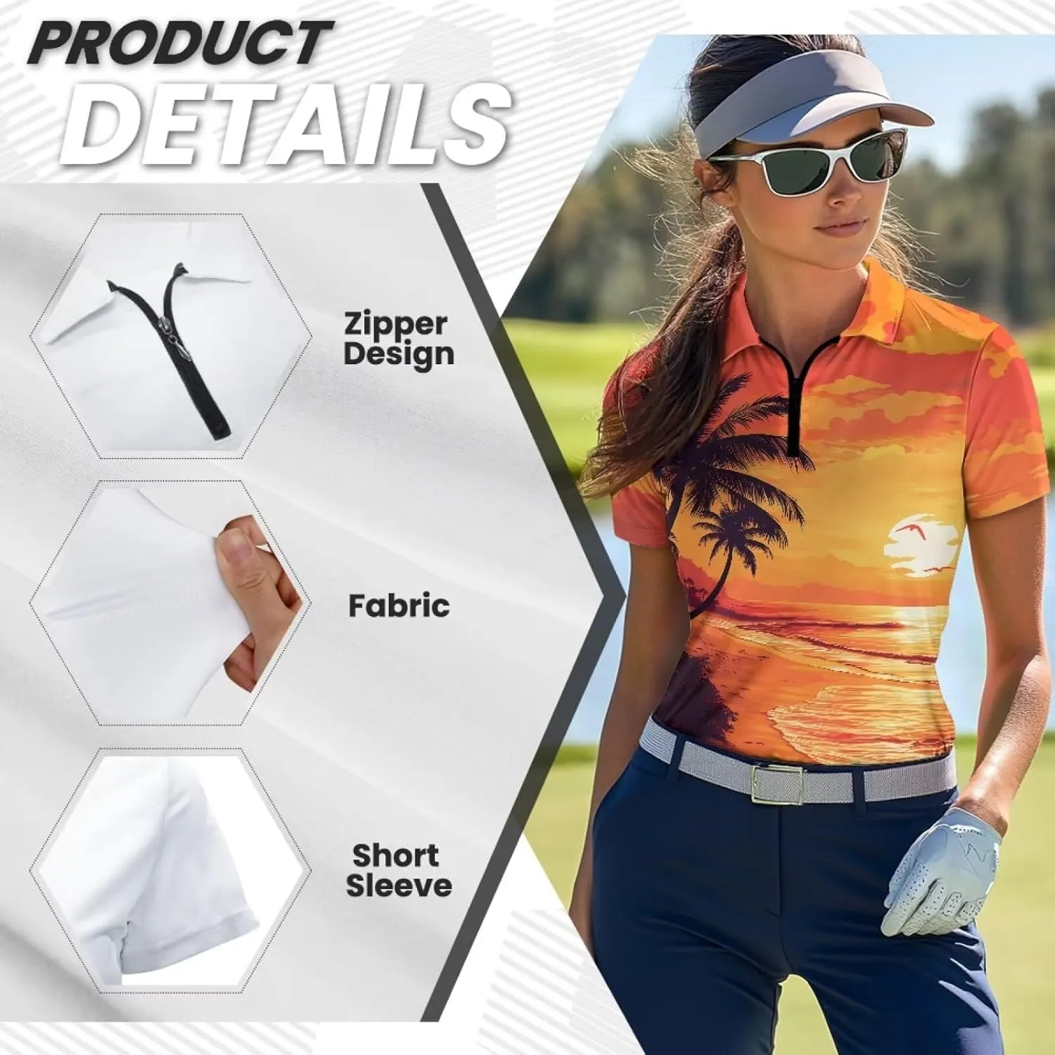 Biyejit Women's Golf Shirts Short Sleeve Quarter Zip Workout Tops for Women Moisture Wicking Quick-Drying Polo Shirts