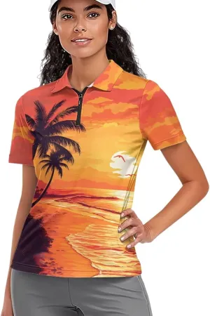 Biyejit Women's Golf Shirts Short Sleeve Quarter Zip Workout Tops for Women Moisture Wicking Quick-Drying Polo Shirts